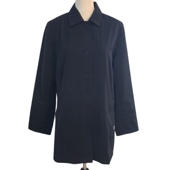 London Fog Womens M Black Snap Front Jacket Coat Lined Classic Timeless Quality - Picture 1 of 16